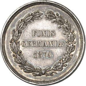 Second Empire / Napoléon III (1852-1870). Médaille monétiforme satirique au module de 5 francs, tranche striée 1870.