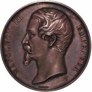 Second Empire / Napoléon III (1852-1870). Médaille, Chemin de fer de Paris à Strasbourg, par A. Bovy 1854, Paris.