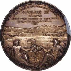 Second Empire / Napoleon III (1852-1870). Medal, Chemin de fer de Paris à Strasbourg, by A. Bovy 1854, Paris.