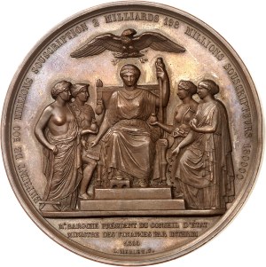 Second Empire / Napoleon III (1852-1870). Medal, 500 million loan, by A. Caqué and L. Merley 1855, Paris.