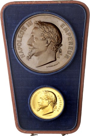 Second Empire / Napoleon III (1852-1870). Set of 2 medals, Gold and Copper, Exposition Universelle de 1867, by H. Ponscarme 1867, Paris.