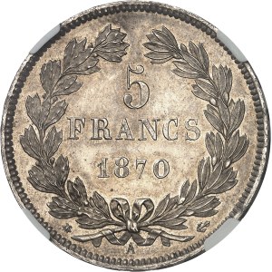 Gouvernement de Défense Nationale (1870-1871). 5 francs Cérès sans légende 1870, A, Paris.