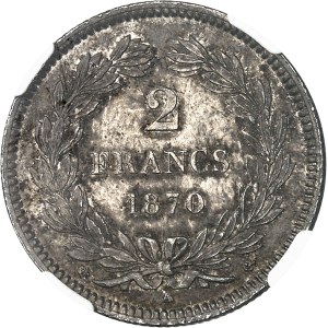 Gouvernement de Défense Nationale (1870-1871). 2 francs Cérès, sans légende 1870, A, Paris.