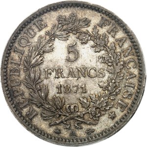 Gouvernement de Défense Nationale (1870-1871). 5 francs Hercule 1871, A, Paris.