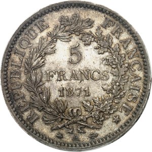 Government of National Defense (1870-1871). 5 francs Hercule 1871, A, Paris.