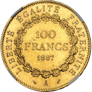 IIIe République (1870-1940). 100 francs Génie 1887, A, Paris.