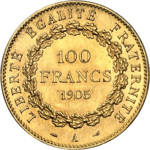 IIIe République (1870-1940). 100 francs Génie 1905, A, Paris.