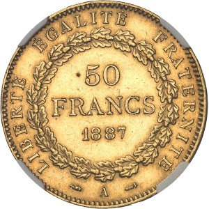 IIIe République (1870-1940). 50 francs Génie 1887, A, Paris.