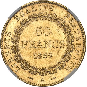 IIIe République (1870-1940). 50 francs Génie, Flan bruni (PROOF) 1889, A, Paris.