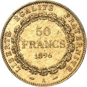 IIIe République (1870-1940). 50 francs Génie, d’aspect Flan bruni (PROOFLIKE) 1896, A, Paris.