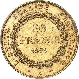 IIIe République (1870-1940). 50 francs Génie, Flan bruni (PROOFLIKE) 1896, A, Paris.