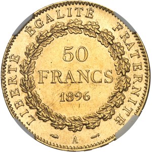 IIIe République (1870-1940). 50 francs Génie, d’aspect Flan bruni (PROOFLIKE) 1896, A, Paris.