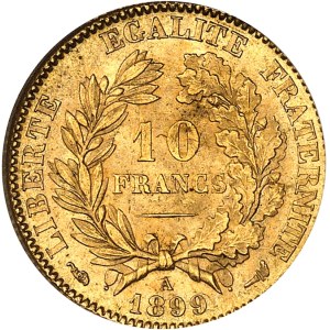 IIIe République (1870-1940). 10 francs Cérès 1899, A, Paris.