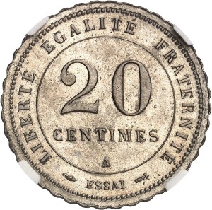 Third Republic (1870-1940). Test of 20 centimes Merley, 2nd type, without bundle or branch, blank 