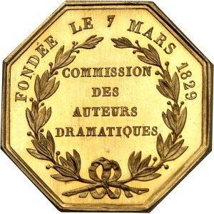 IIIe République (1870-1940). Jeton en Or de la Commission des auteurs dramatiques, attribué à Ludovic Halévy 1875, Paris.