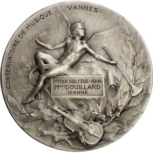 IIIe République (1870-1940). Médaille, Orphée ou la Musique, par L. Coudray ND (1899), 1918, Paris.