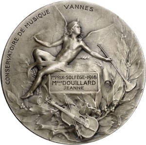 IIIe République (1870-1940). Medal, Orphée ou la Musique, by L. Coudray ND (1899), 1918, Paris.