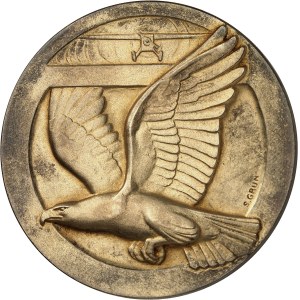 IIIe République (1870-1940). Médaille de vermeil, Journées nationales de l’aviation au Maréchal Lyautey, par S. Grun 1931, Paris.