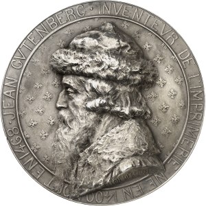 IIIe République (1870-1940). Médaille, Johannes Gutenberg, inventeur de l’Imprimerie, par L. Deschamps ND, Paris.