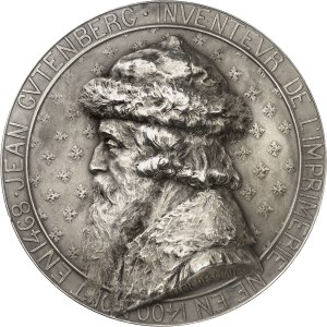 IIIe République (1870-1940). Medal, Johannes Gutenberg, inventor of printing, by L. Deschamps ND, Paris.