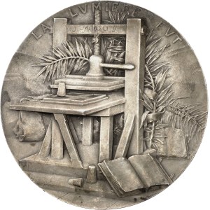 IIIe République (1870-1940). Médaille, Johannes Gutenberg, inventeur de l’Imprimerie, par L. Deschamps ND, Paris.
