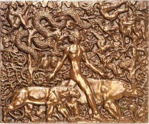 IIIe République (1870-1940). Uniface plate, Mowgli, The Jungle Book (1927), hallmark 1972, Paris.