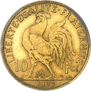 Third Republic (1870-1940). Essai-piéfort de 10 francs Marianne, Frappe spéciale (SP) 1899, Paris.