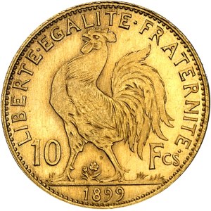 IIIe République (1870-1940). Essai-piéfort de 10 francs Marianne, Flan bruni (PROOF) 1899, Paris.