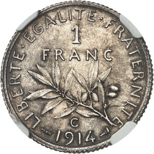 Third Republic (1870-1940). 1 franc Semeuse 1914, C, Castelsarrasin.