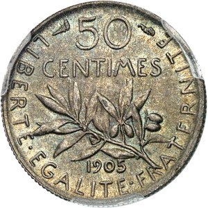 IIIe République (1870-1940). 50 centimes Semeuse 1905, Paris.