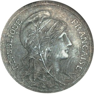 IIIe République (1870-1940). Épreuve de 2 centimes Daniel-Dupuis, avec le ruban, Flan bruni (PROOF) 1898, Paris.