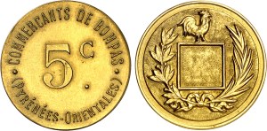 Third Republic (1870-1940). Pair with 5 centimes with rooster and 10 centimes uniface for Bompas (66), struck in ND gold.