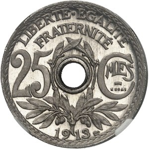 IIIe République (1870-1940). Essai de 25 centimes, concours de Lindauer, petit module 1913, Paris.