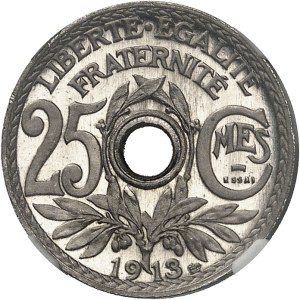 Third Republic (1870-1940). Test of 25 centimes, Lindauer competition, small module 1913, Paris.
