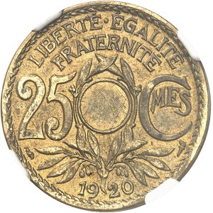 IIIe République (1870-1940). Épreuve de 25 centimes Lindauer, en bronze-aluminium, non perforé 1920, Paris.