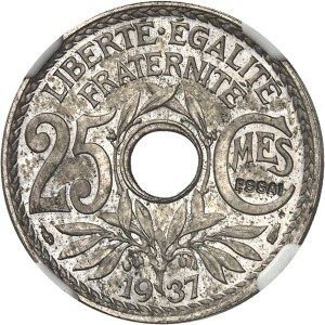 IIIe République (1870-1940). Test of 25 Lindauer centimes in nickel silver, with ESSAI en creux 1937, Paris.