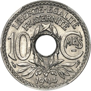 IIIe République (1870-1940). 10 centimes Lindauer, Cmes souligné 1914, Paris.