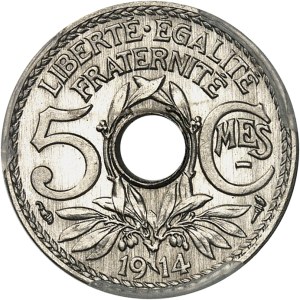Third Republic (1870-1940). 5-centime Lindauer grand module pre-series, Frappe spéciale (SP) 1914, Paris.