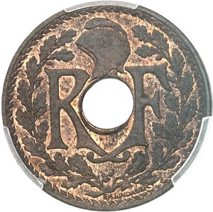 Third Republic (1870-1940). Bronze Lindauer 5-centime trial 1914, Paris.
