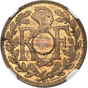 IIIe République (1870-1940). Épreuve de 5 centimes Lindauer, petit module, en bronze-aluminium, non perforé 1937, Paris.