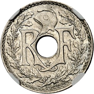 IIIe République (1870-1940). 5 centimes Lindauer, variété à l’étoile 1938, Paris.