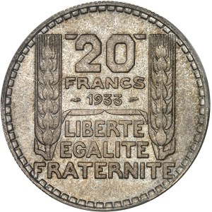 IIIe République (1870-1940). 20 francs Turin 1933, Paris.