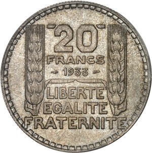 IIIe République (1870-1940). 20 francs Turin 1933, Paris.