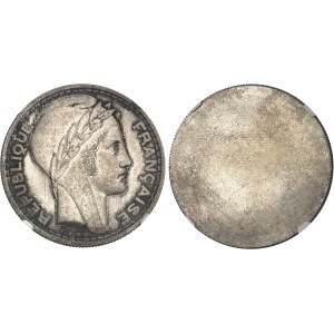 IIIe République (1870-1940). Paire d’essais unifaces d’avers et de revers de 20 francs Turin, en bronze argenté 1929, Paris.