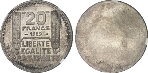 IIIe République (1870-1940). Pair of single-sided 20 franc Turin obverse and reverse proofs, silver-plated bronze 1929, Paris.