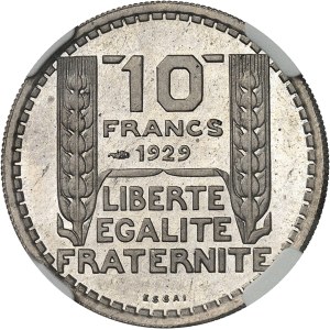 IIIe République (1870-1940). Essai de 10 francs Turin hybride 25 mm (poids inconnu) 1929-1939, Paris.