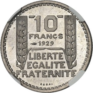 IIIe République (1870-1940). Trial of 10 francs Turin hybrid 25 mm (weight unknown) 1929-1939, Paris.
