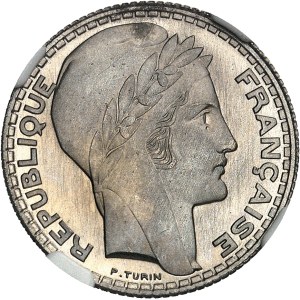 IIIe République (1870-1940). Essai de frappe de 5 francs Turin en nickel 1929, Paris.