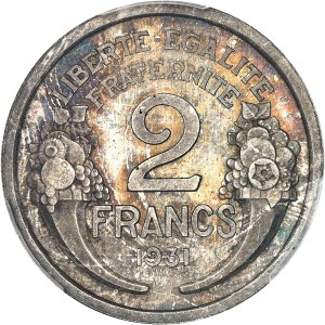 Third Republic (1870-1940). Présérie de 2 francs Morlon, sans différents, en argent, Frappe spéciale (SP) 1931, Paris.