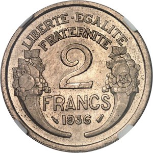 IIIe République (1870-1940). Proof of 2 francs Morlon trimétallique, obverse copper-plated 1936, Paris.